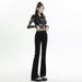 Black High-waisted Slimming Micro-flare Jeans For Women, 2025 New Spring And Autumn Slim-fit Stretchy Petite Bootcut_ecoleips.com