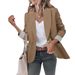 Women's Longline Notch Lapel Blazer Jacket 3/4 Sleeve Lightweight Stretch Trench Style Formal Casual Outerwear for Spring Autumn_ecoleips.com