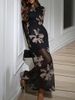 Women's Clothing V Neck Sexy Slim Fit New Printed Mesh Long Sleeved Dress_ecoleips.com