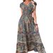 European And American Women's Clothing, Bohemian Style 2026 New V-neck Long Dress, Waist-cinching Floral_ecoleips.com