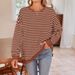 Women's Clothing Autumn And Winter New Tk Oversized Loose Casual Striped Sweatshirt_ecoleips.com
