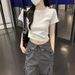 2026 Summer New Korean Version Round Neck Slim Shoulder Bar Strip Thin Versatile Short-sleeved T-shirt Women's Top_ecoleips.com