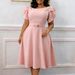 C8654 Cross-border European And American 2026 New Women's Fashion Elegant Round-neck High-waisted African Dress_ecoleips.com