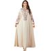 Women's Ethnic Style Long Robe V Neck Cross Border Casual Fashion Skirt with Rope Embroidery Muslim Clothing Wholesale_ecoleips.com