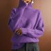 Women's Loose High Neck Knitted Sweater - Soft Acrylic Pullover, Warm Winter Casual Top, Versatile Solid Color Fashion For Everyday Wear_ecoleips.com