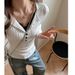Women's Clothing Long Sleeve Lace T-Shirt Women's Slim Fit V-Neck High End Shoulder Top For Autumn Winter New Style_ecoleips.com