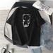 Dongdaemun Women's Short Sleeve T-Shirt Bear Print Versatile Base Layer Top for Summer Student Fashion_ecoleips.com