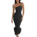 Women's Clothing Long Skirt Women's One Shoulder Halter Neck Fur Hem Dress Sexy Women's Clothing_ecoleips.com