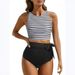 1pc Women 2026 Solid Color European American Style High Waist Sporty Swimwear Fashion Bathing Suit_ecoleips.com