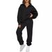 2026 New Cross-Border Best-Selling Women's Solid Color No-Pocket Sweatshirt Pants Set For Europe And America_ecoleips.com