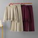 Striped Knit Two-Piece Set – Turtleneck Sweater & Loose Pants For Women, Casual Comfort Outfit_ecoleips.com