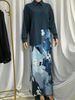 Fashionable Casual Long Sleeved Shirt High Waisted Printed Bodycon Skirt Set Women's Muslim Clothing_ecoleips.com