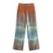 Women's Clothing Silk Satin Texture Gradient Loose Shirt Top Tie Dye Print Trousers Suit_ecoleips.com