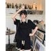 European Style Slimming Sports Two Piece Set for Curvy Women Casual Age Reducing Red Short Sleeved Shorts plus Size Summer_ecoleips.com