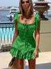 Mozision Sleeveless Ruffled Sexy Mini Dress For Women Robe Spaghetti Strap Backless Lace-up Bodycon Dress Elegant Clubwear_ecoleips.com