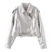Vintage Biker Jacket Women – Faux Leather Cropped Pilot Jacket With Belt (XS/S/M/L/XL, Khaki/Black/Beige/Bronze/Silver)_ecoleips.com