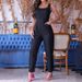 Women's fashion solid color round neck sleeveless high waist slim temperament jumpsuit_ecoleips.com