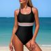 Women's One Piece Swimsuit European American Style Tight Fit Conservative Bikini Wholesale Best Selling Summer Spring Autumn Polyester Simple Style Vacation Style_ecoleips.com