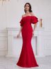 Regal Red Strapless Evening Gown Sculpted Corset Bodice With Cascading Ruffles & Open Back For Black-Tie Galas (4-Way Stretch Poly-Spandex Blend)_ecoleips.com