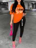 Women's Casual And Fashionable MELANIN Letter Pattern Printed Loose T-shirt+cropped Pants Two-piece Home Sportswear Daily Wear-228_ecoleips.com