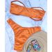 Glossy Satin Strapless Bandeau Bikini Set Front Metal Buckle High Cut Two Piece Beach Swimsuit_ecoleips.com