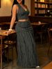 Women's Backless Tie Waist Crop Top And Long Skirt Fashion Set Spring Summer Collection_ecoleips.com