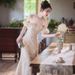 Champagne Mermaid Evening Gown For Women, Elegant Long Formal Dress For Birthday Party, Prom, Engagement, Cocktail_ecoleips.com