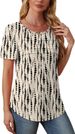 OFEEFAN Womens T Shirts Short Sleeve Tops Dressy Casual Blouses Spring Summer Outfits Flowy Pleated Front Scooped Neck_ecoleips.com