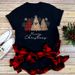 New Plus Size T-Shirt With Christmas Tree And Santa Claus Print, Cute Loose-Fitting Women's Clothing_ecoleips.com