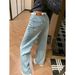 American Style High-Waisted Rhinestone Straight Wide Leg Jeans For Women Loose Fit Slimming Versatile Denim Spring 2026 New_ecoleips.com