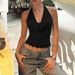Women's Lace Trimmed Halter Neck Slim Fit Tie Top Sexy Hot Summer Tank Vest Inner Outer Wear Regular Thickness Polyester_ecoleips.com