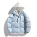 Women's Clothing Winter Hooded Layered Jacket - Thickened Warm Fleece Coat With Striped Design For Couples, Black/Beige/Purple/Ice Blue/Navy_ecoleips.com