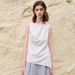 High Quality Women's Sleeveless Cotton And Linen Top Unique Asymmetrical Slits And Pleats Design for Summer Clearance Sale_ecoleips.com