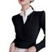 Women's Clothing Autumn New Black Wear Sweater Celebrity Design Niche High End Knitted Tops For Women_ecoleips.com