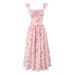European And American House Style Sweet Pastoral Floral Long Dress for Women with Tie Waist French Retro Design_ecoleips.com