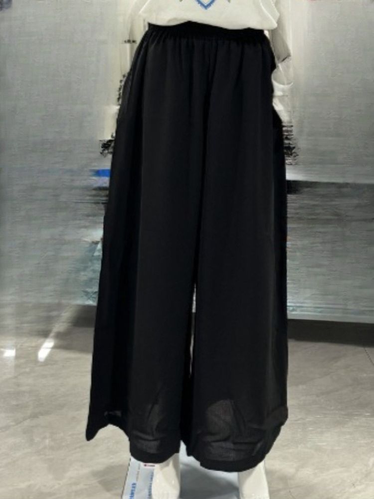 K Loose Oversized Elastic Waist Wide Leg Pants With Large Swing Beach Casual Pants_ecoleips.com