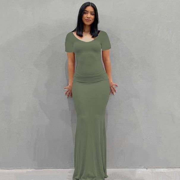 Women's Clothing Long Dress Casual Slim Long Sleeved Home Dress_ecoleips.com