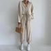 Women's Clothing new casual suit solid color lapel long-sleeved shirt top harem pants two-piece suit_ecoleips.com