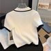 Women's Clothing Polo Collar Sweater Short Tops Women's Short Sleeved T Shirt Women's Summer New Pure Desire Style Slim Tops_ecoleips.com