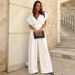 Women's Clothing New Summer Solid Color Short Sleeve Long Pants V Neck Waist Slim Jumpsuit Women's Clothing_ecoleips.com