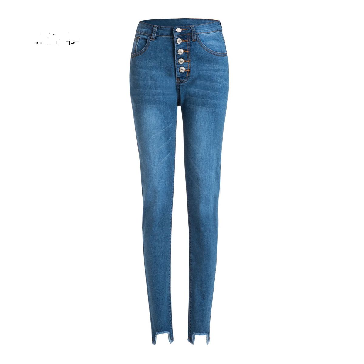 Women's Clothing Slim Fit High Waisted Buckle Elastic Leg Pants With Holes_ecoleips.com