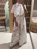 New Solid Color Sexy Hollow Cardigan Top Wide Leg Pants Two Piece Suit For Women_ecoleips.com