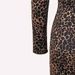 Elegant Leopard Print Contrast Lace Slim Fit Long Sleeve Dress For Women – S/M/L/XL Sizes, V-Neck, Mid-Length, Polyester, Stylish & Comfortable_ecoleips.com