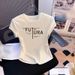 Women's American Style Pleated Short Sleeve T-Shirt Cotton Inner Layer Summer Base Layer Top European Popular Style_ecoleips.com