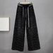 Retro Denim Jeans Rhinestone Embellished Loose Fit Heavy Duty Wide Leg Pants Spring Trend For Women_ecoleips.com