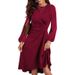 2024 New European American Round Neck Pullover Fashion Long Sleeve Slim Fit Slit Dress For Autumn And Winter_ecoleips.com