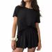 European American Summer Women's Soft Pajamas Ribbed Knit Ruffled Short-sleeve Home Casual Top And Shorts Set_ecoleips.com