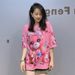 Women's Clothing Beaded Round Neck Short Sleeve T Shirt Women Summer Printed Fashion Half Sleeve Large Size Top_ecoleips.com