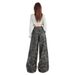 American-style High-waisted Camouflage Wide-leg Jeans Women, Loose Slimming Straight Pants Spring And Autumn, Available_ecoleips.com