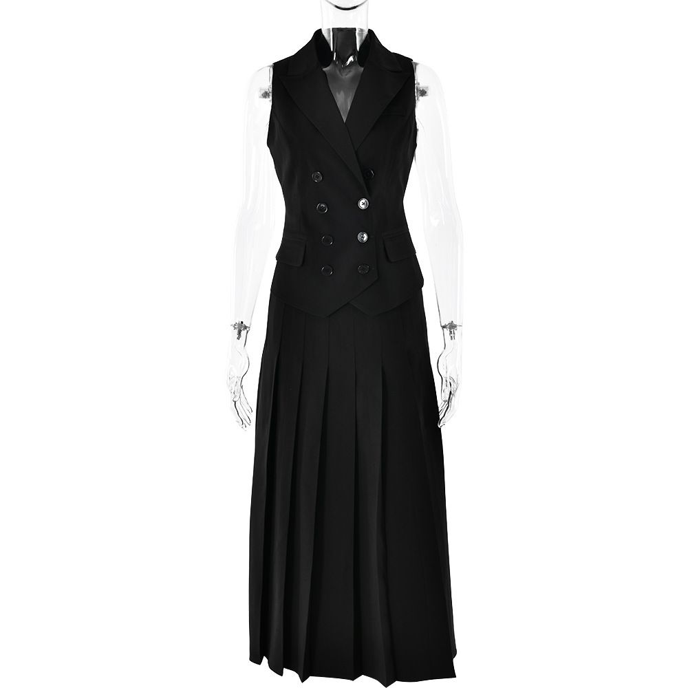 Women’s Clothing Autumn And Winter New Sleeveless Vest Long Skirt Two Piece Suit INS Style Elegant And Fashionable Temperament Suit_ecoleips.com